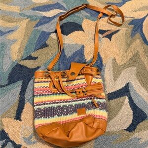 Billabong Multicolor Striped Crossbody Bag with Brown Accents
